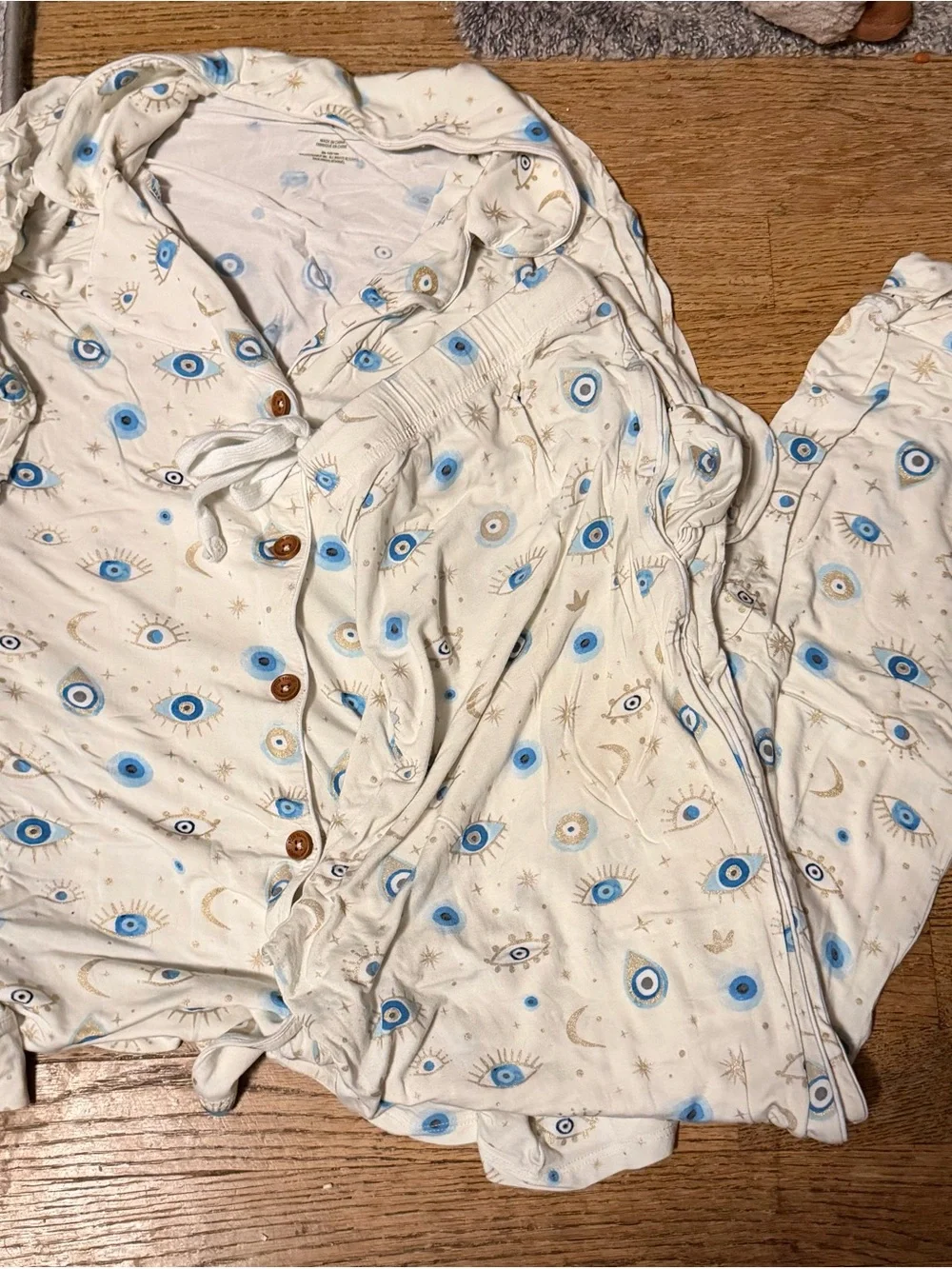 Posh Peanut Eye Print Pajama Set - Blue & Gold